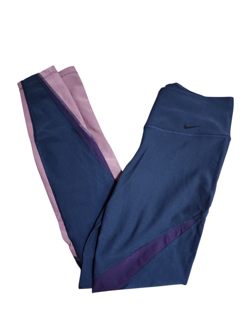 Nike Womens dri-fit‎ Legendary Fabric Twist Navy Plum Purple leggings Size Small